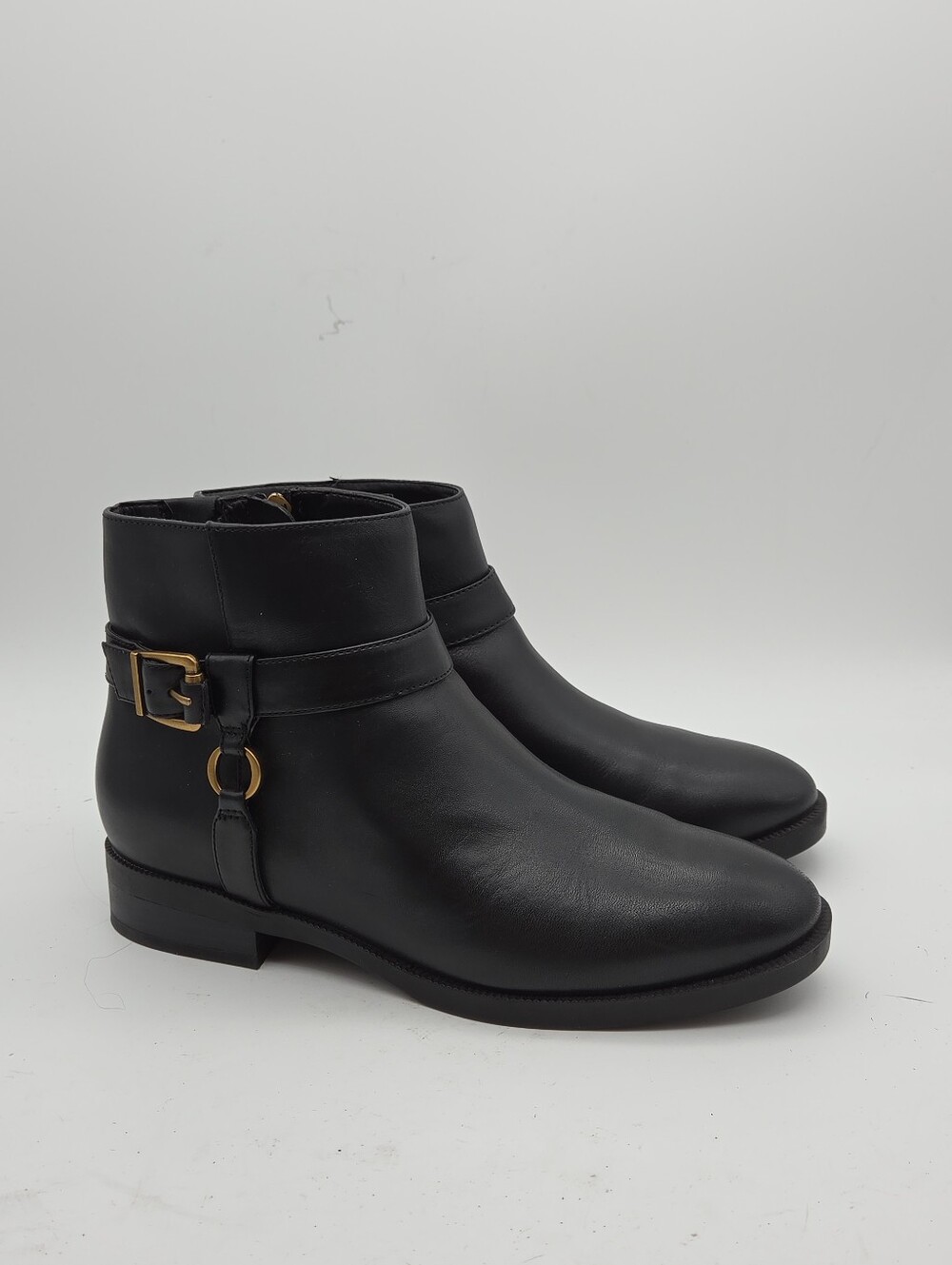 Vionic Rhiannon Black Leather Equestrian Ankle Boots Size 8.5